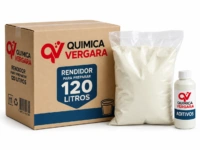 Kit de jabón rendidor Química Vergara para preparar 120 litros, con polvo y botella de aditivos.